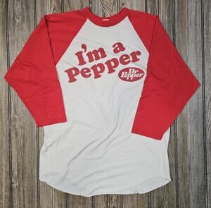 Vintage DR PEPPER I'm A Pepper Raglan 3/4 Sleeve T Shirt Size M